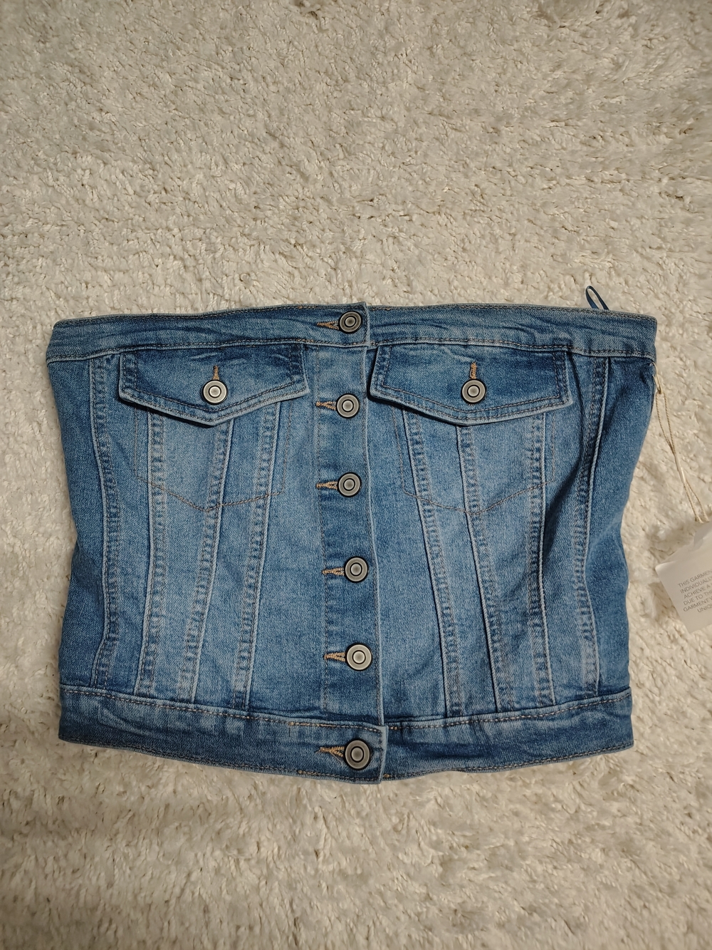 Pull&Bear Light Blue Denim Strapless Corset Top